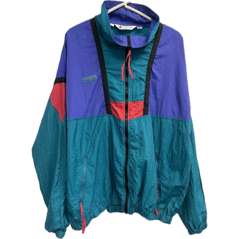VTG Columbia Men’s Sportwear Windbreaker Track Jacket Full Zip Radial Sleeve L